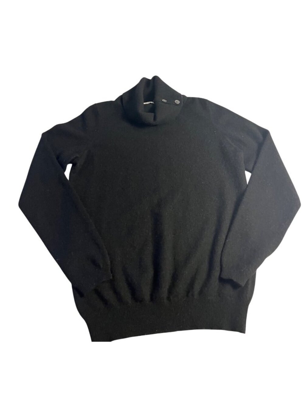 Charter Club Black 100% Cashmere Turtleneck Sweater With Button Detail Womens S